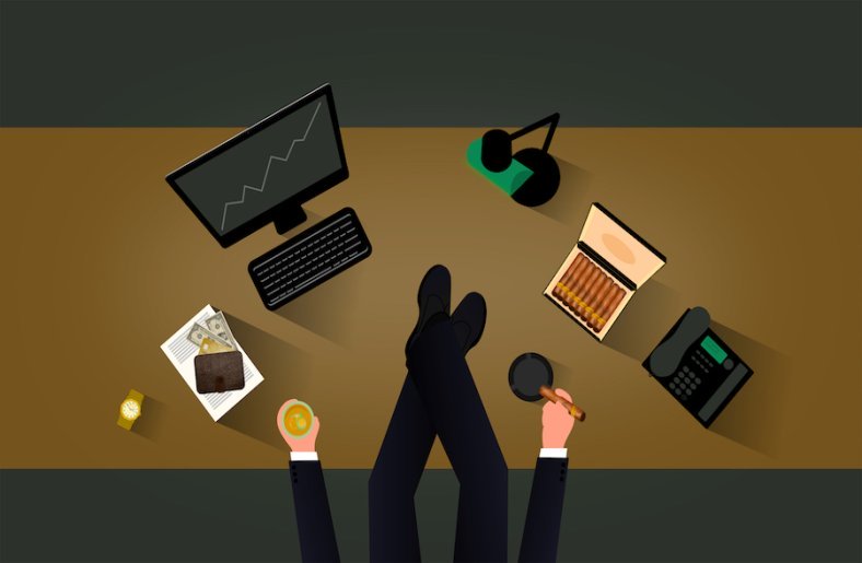 Pilleurs d’Etat : le coup de gueule continue A boss at the desk - Businessman sitting with his feet on the table and smoking a cigar